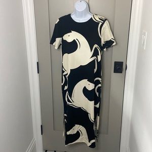 Anthropologie black/ivory horse print dress. XS